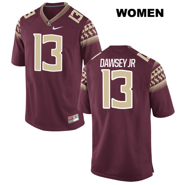 Women's NCAA Nike Florida State Seminoles #13 Lawrence Dawsey Jr. College Red Stitched Authentic Football Jersey QEV4369QG